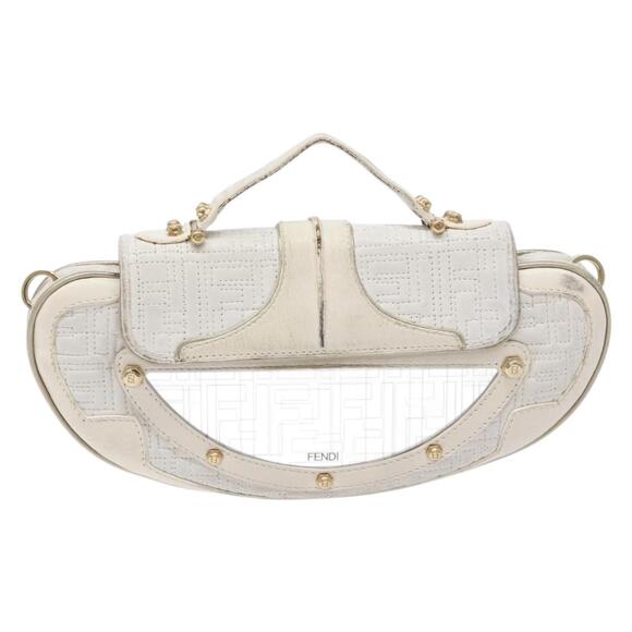 FENDI Zucca Canvas Hand Bag White Gold - Picture 2 of 13